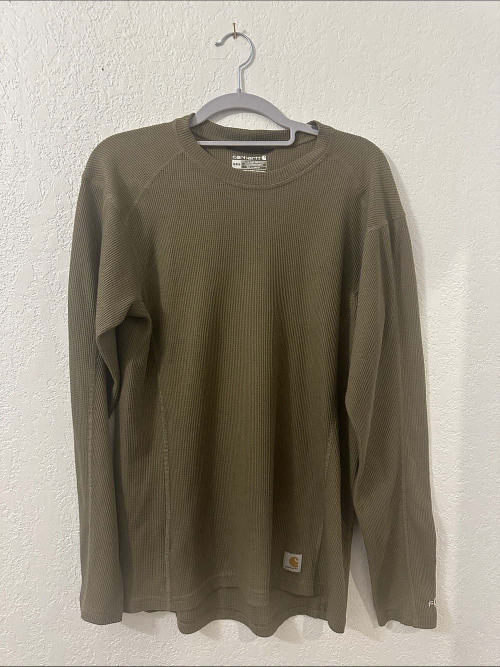 Carhartt Olive Waffle-Knit Long Sleeve Crew